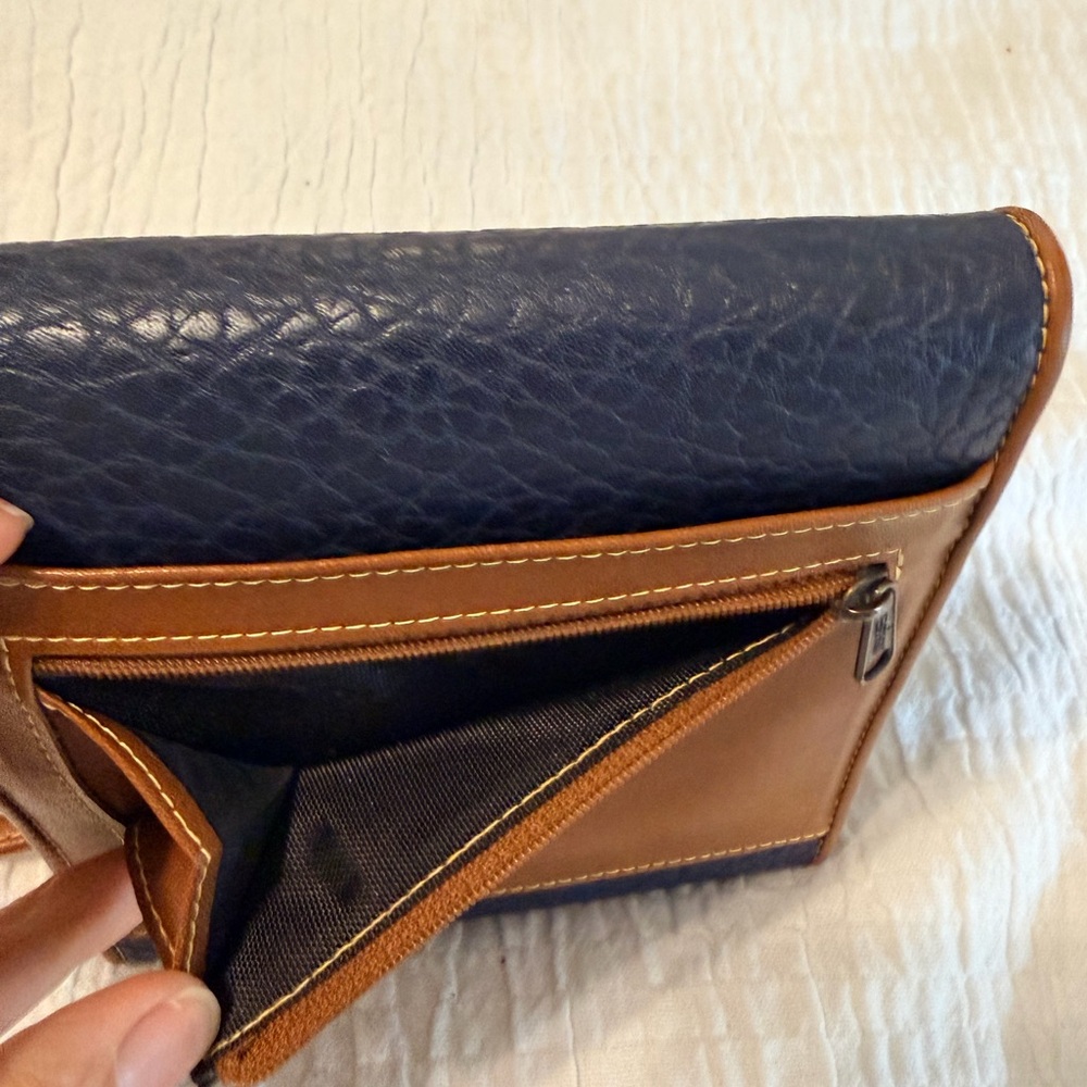 Vintage Esprit Blue and Brown Leather Crossbody Bag - Picture 3 of 6